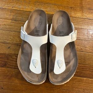 Women's Papillio Birkenstock Gizeh Flex Vegan Platform Thong White Sandals EU 41